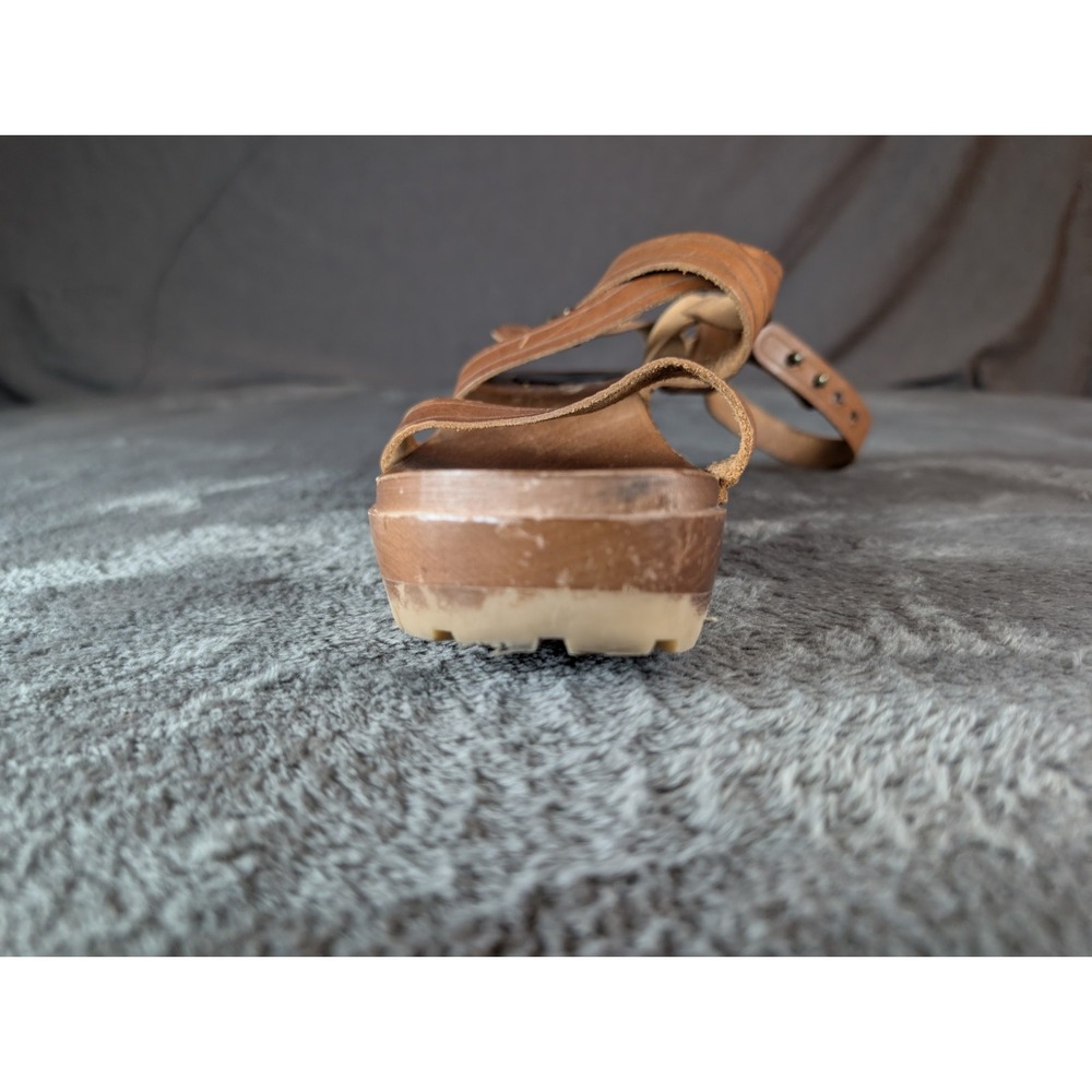 Swedish Hasbeens Sandal Wood Heel Boho Leather EU 40 Gladiator Handmade Spring - Picture 15 of 16